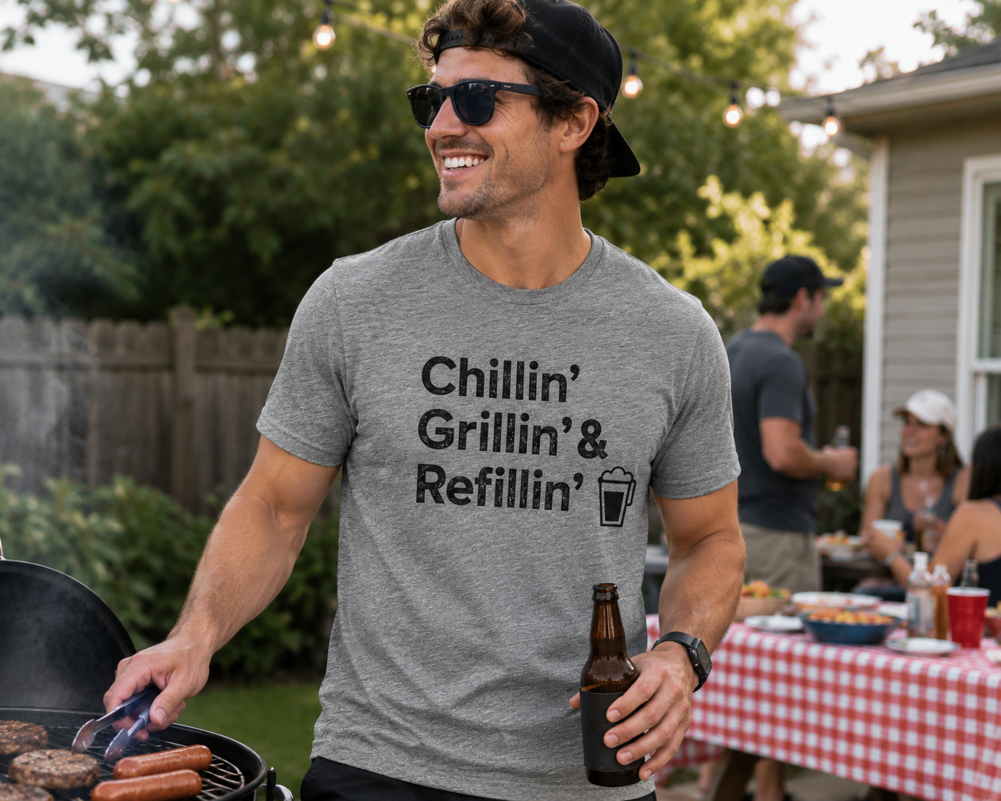 Grillin, Chillin, & Refillin t-shirt - heather grey