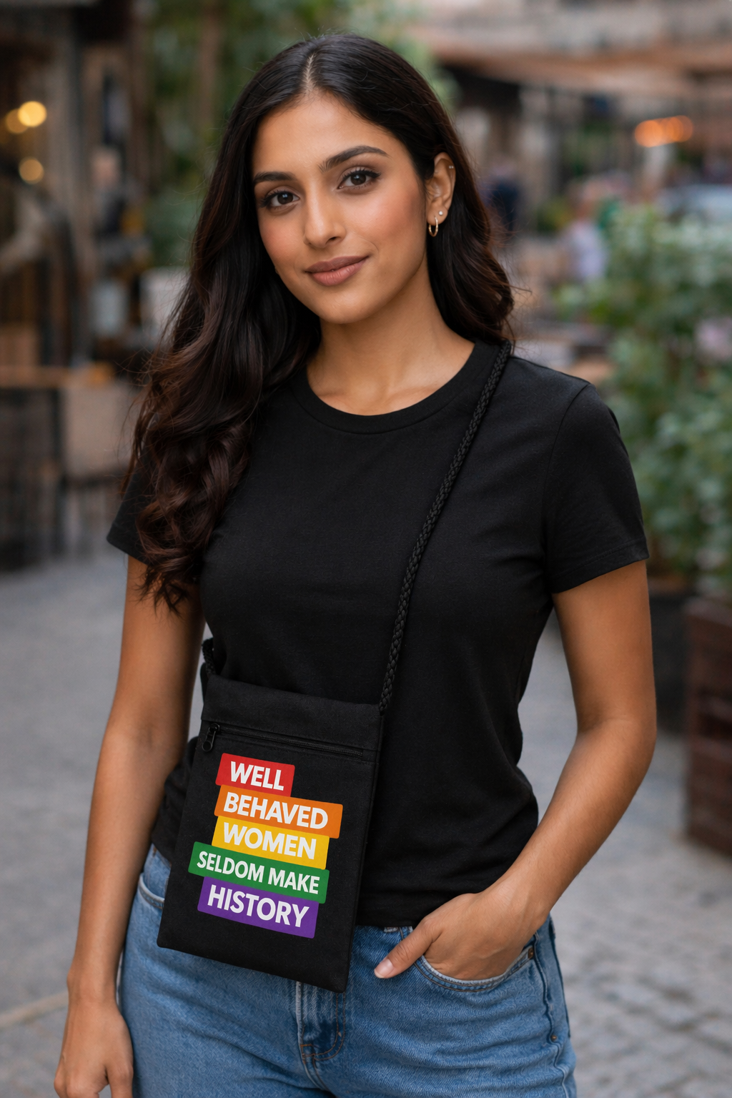Well Behaved Women Seldom Make History Crossbody Bag